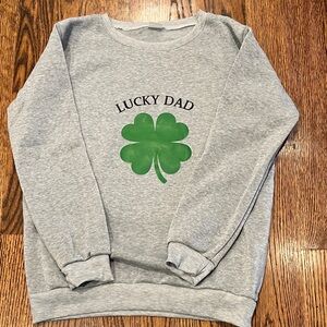 Lucky Dad Gray Sweatshirt with Green Shamrock
